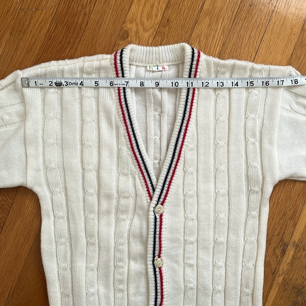 Vintage Cream Cardigan with Red and Black Trim - Picture 8 of 12